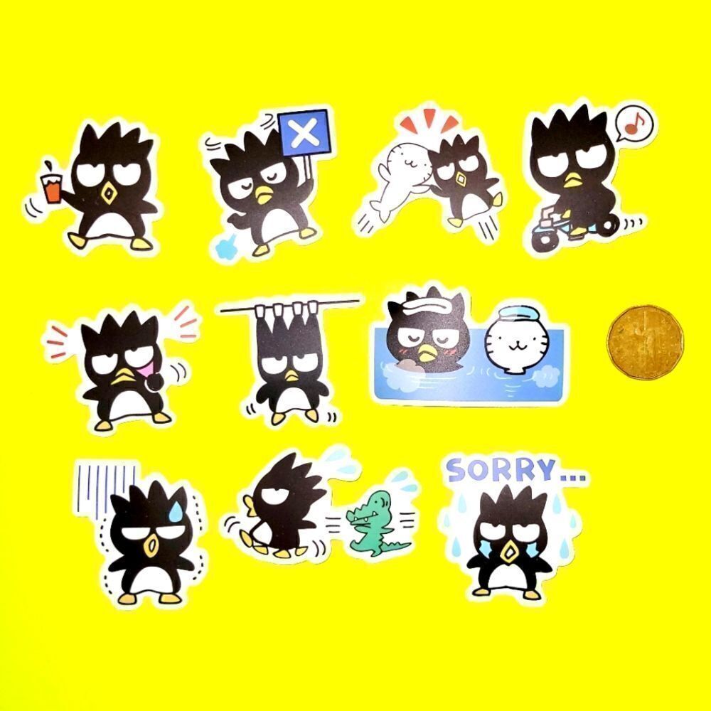 3/$20 Brand New 10x Sanrio Badtz Maru Waterproof Stickers #2